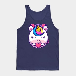 Cute Unicorn Bag Holding Love Heart Cartoon Tank Top